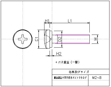 座金組込み十字穴付きバインド小ネジ JIS B 1188